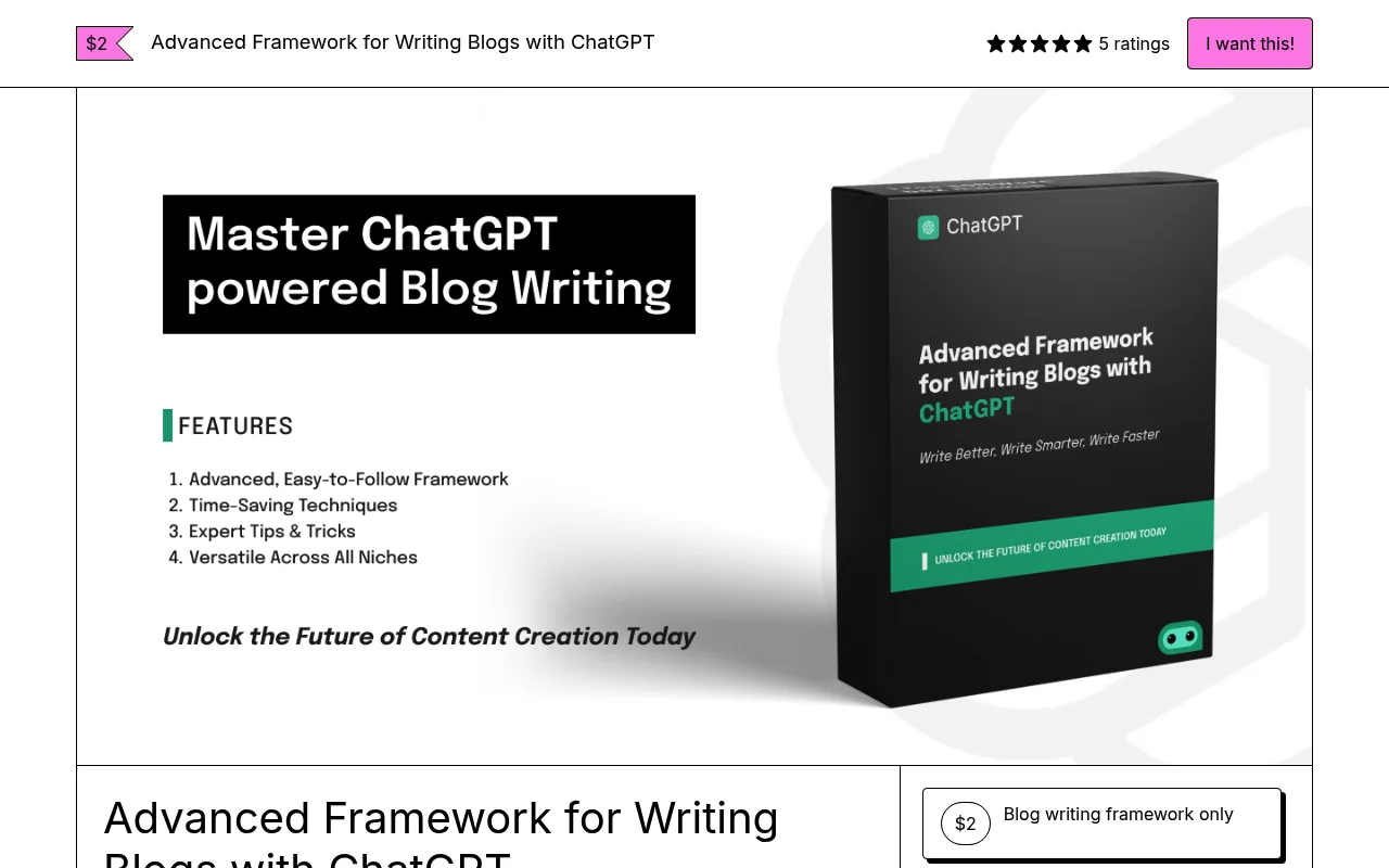 Náhled nástroje Advanced Framework for writing Blogs
