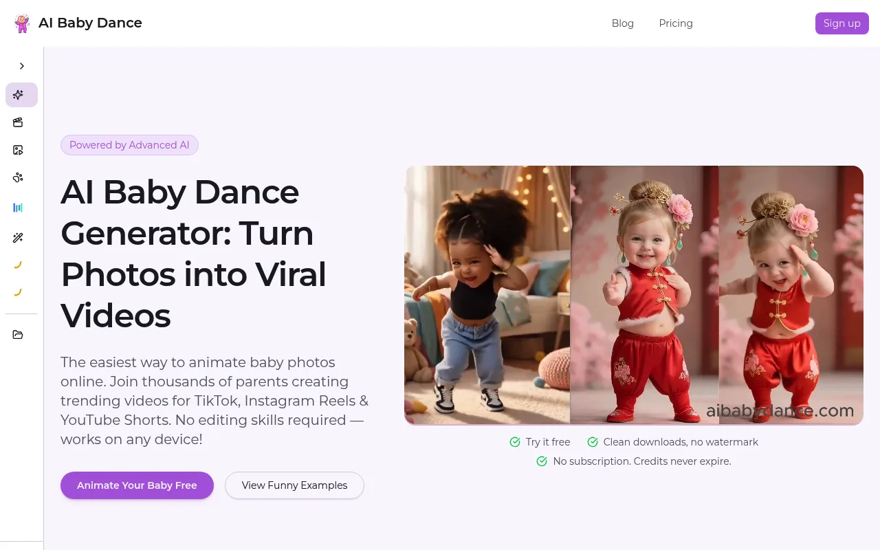 Náhled nástroje AI Baby Dance