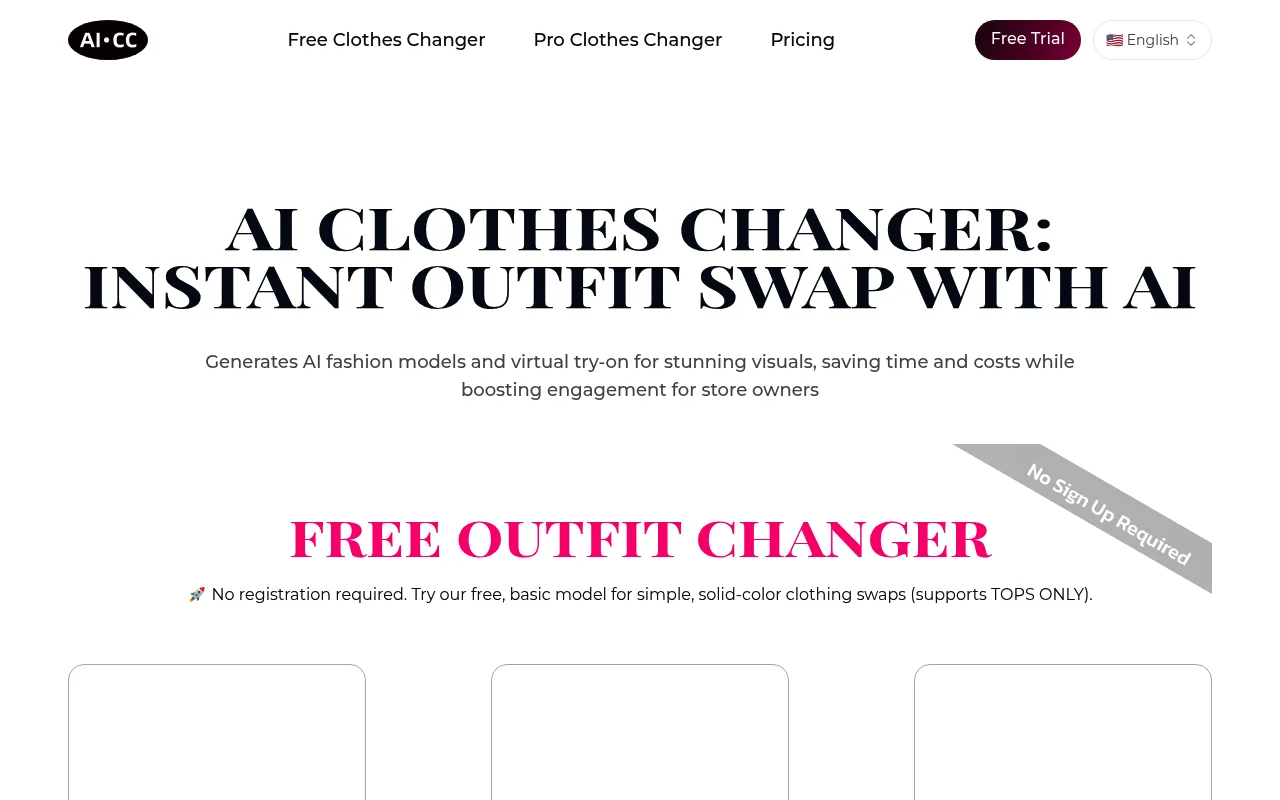 Náhled nástroje AI Clothes Changer
