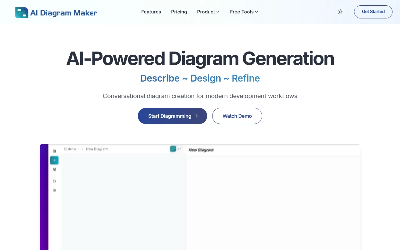 Náhled nástroje AI Diagram Maker