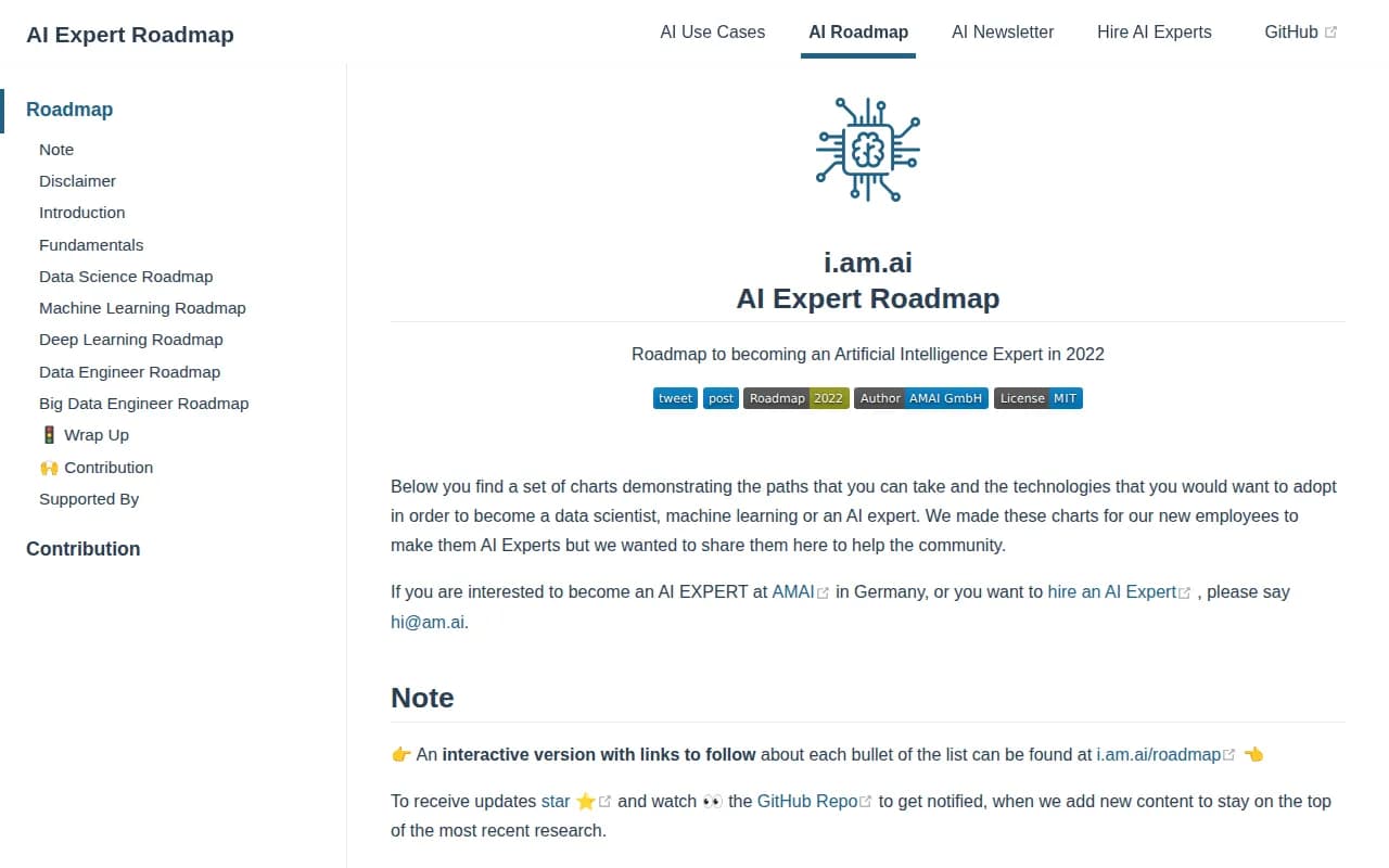 Náhled nástroje AI-Expert-Roadmap