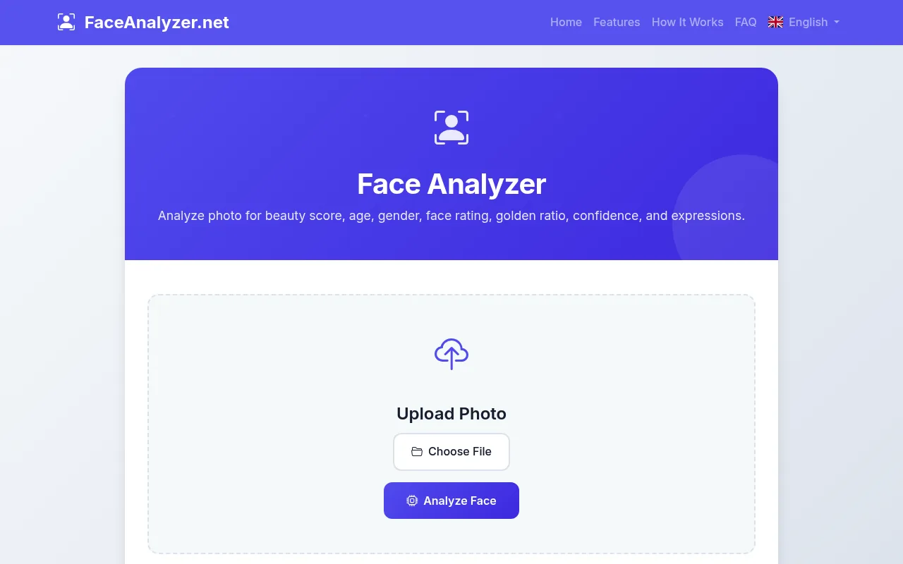 Náhled nástroje AI Face Analyzer