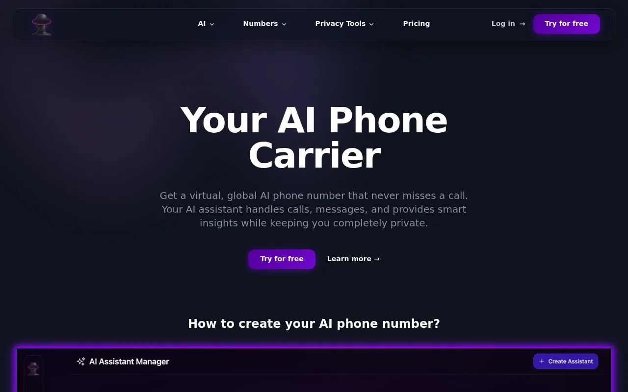Náhled nástroje AI Phone Number | ChatOdyssey