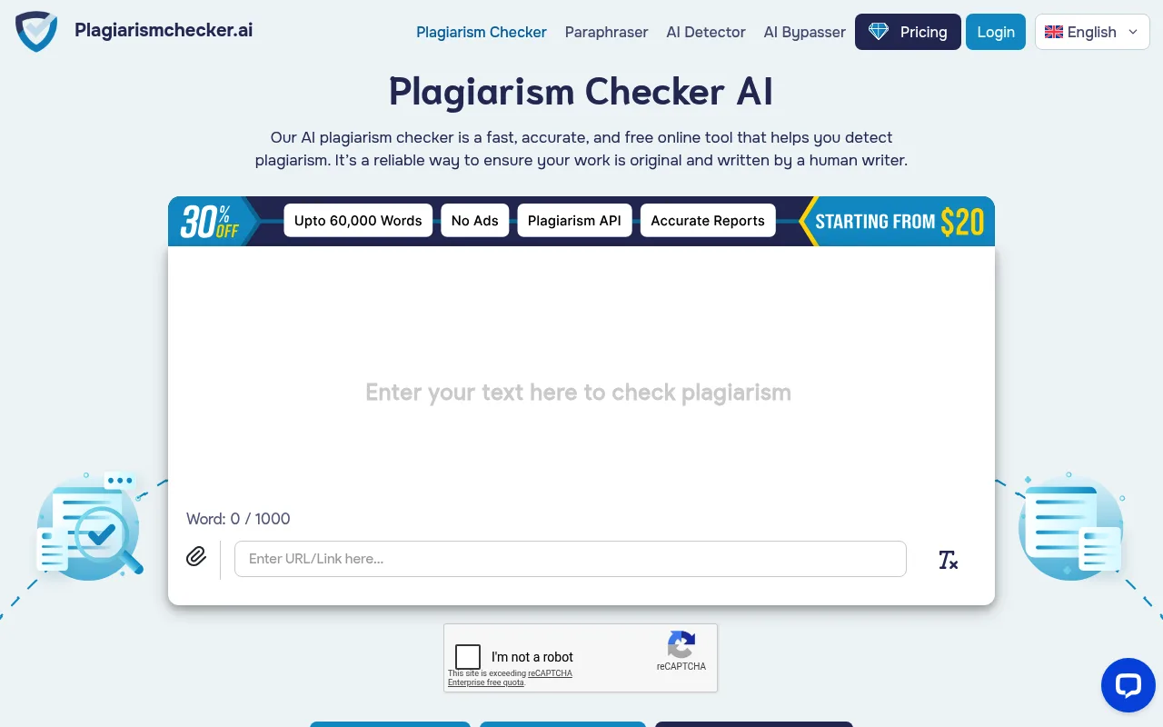 Náhled nástroje AI Plagiarism Checker