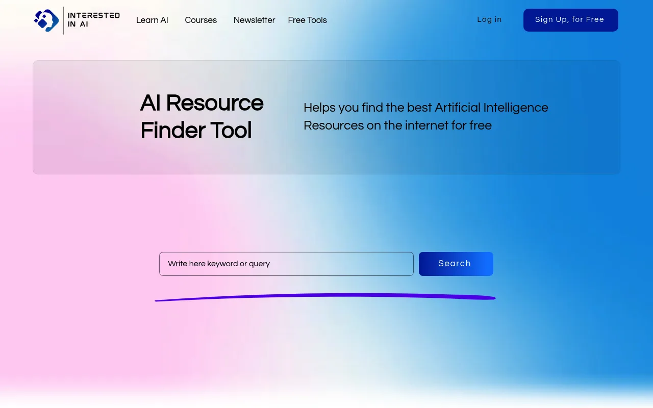 Náhled nástroje AI Resource Finder Tool