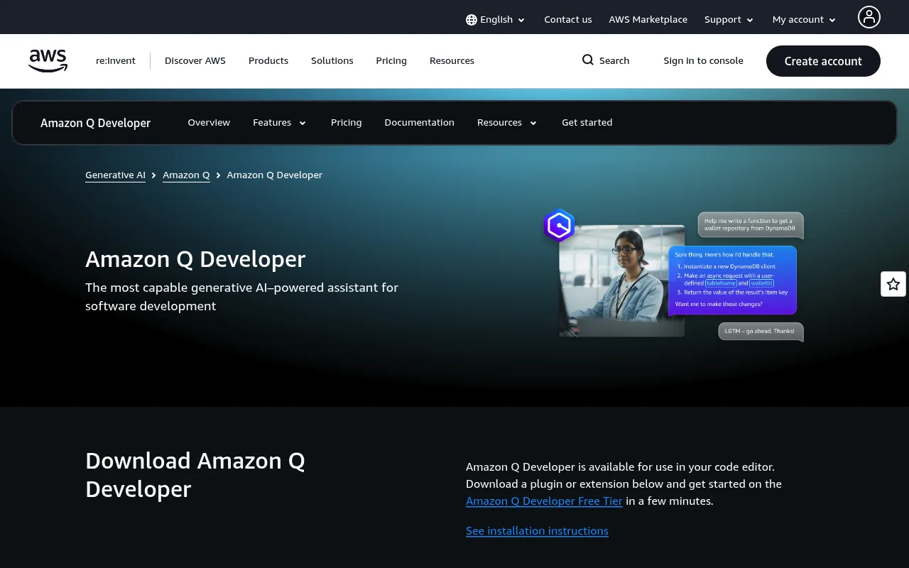Náhled nástroje Amazon CodeWhisperer