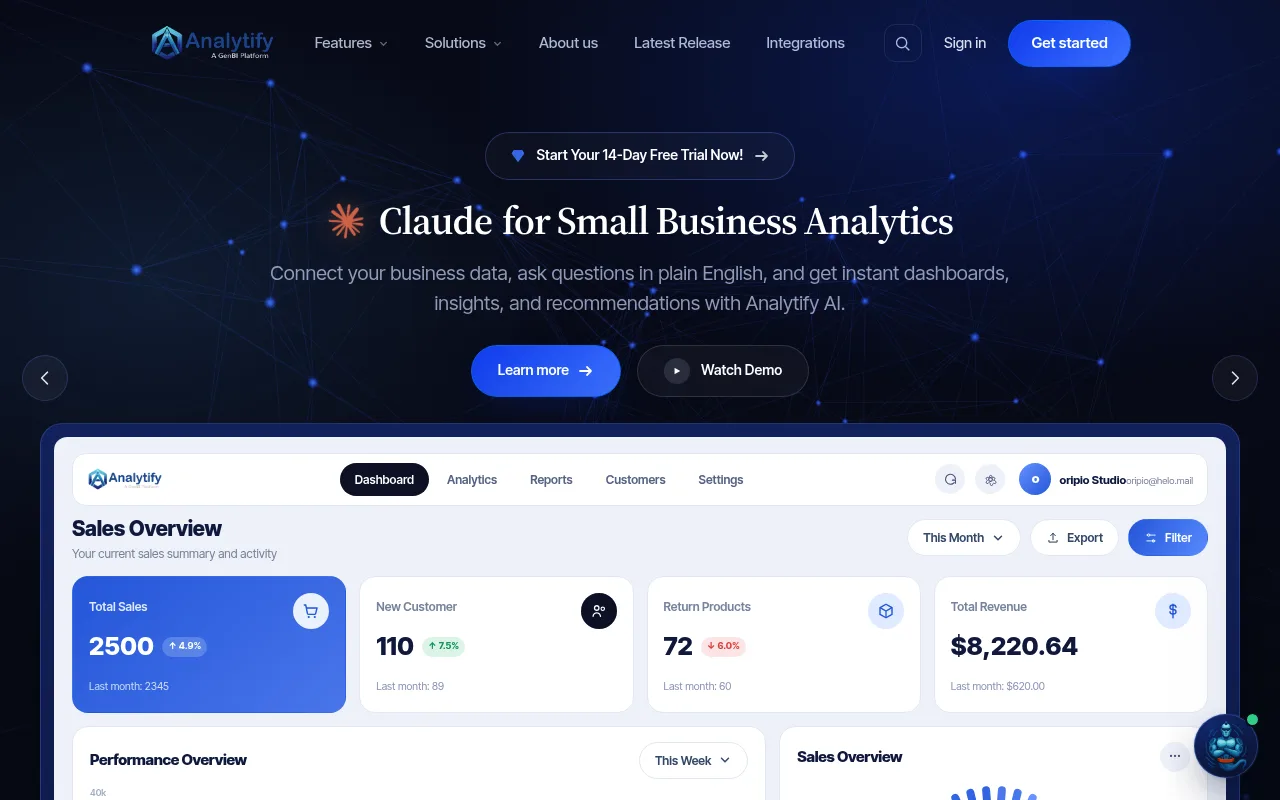 Náhled nástroje Analytify - A GenBI Platform