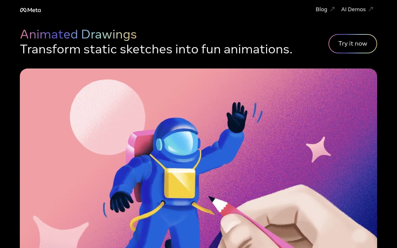 Náhled nástroje AnimatedDrawings by Meta
