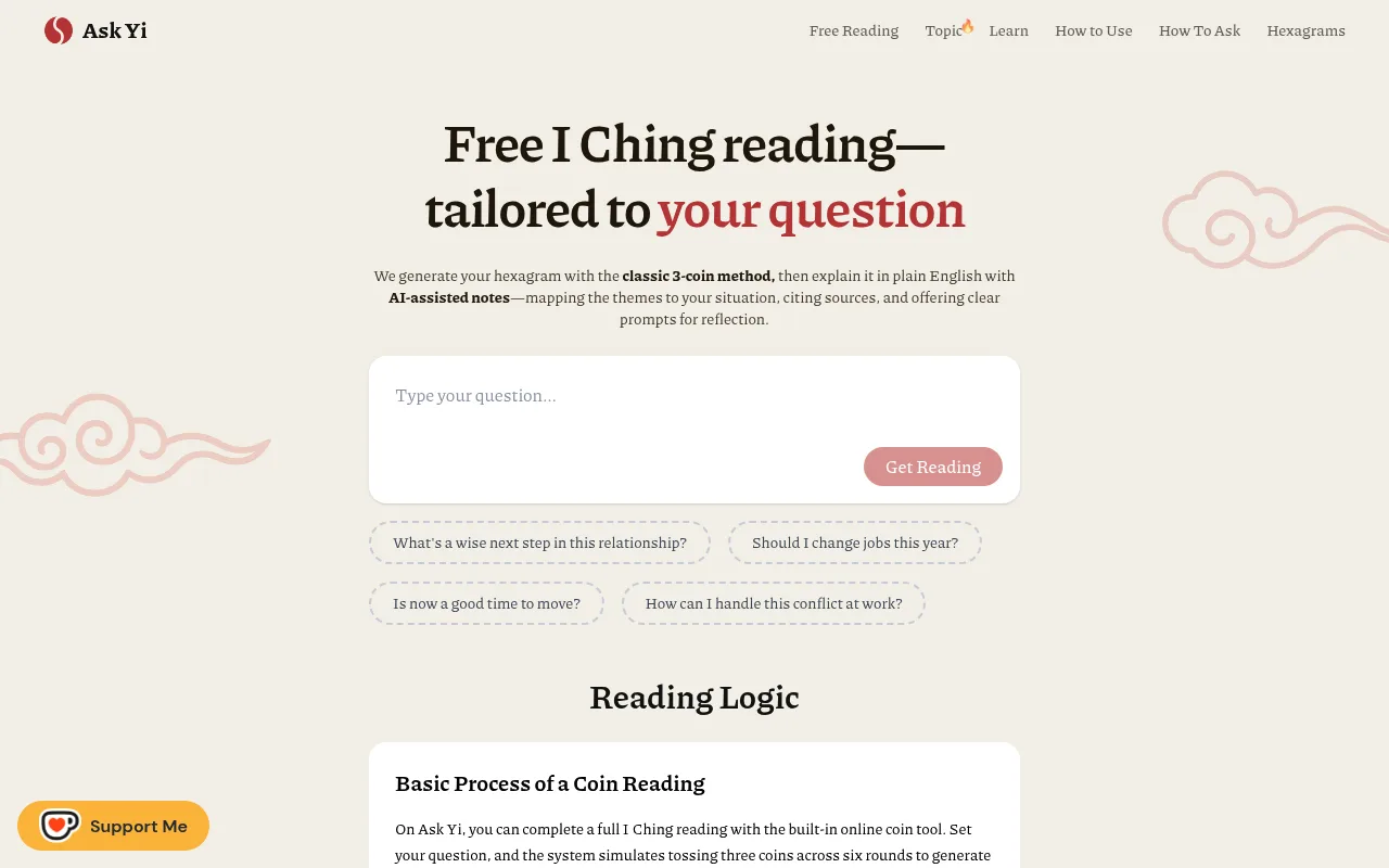 Náhled nástroje Ask Yi - I Ching Reading