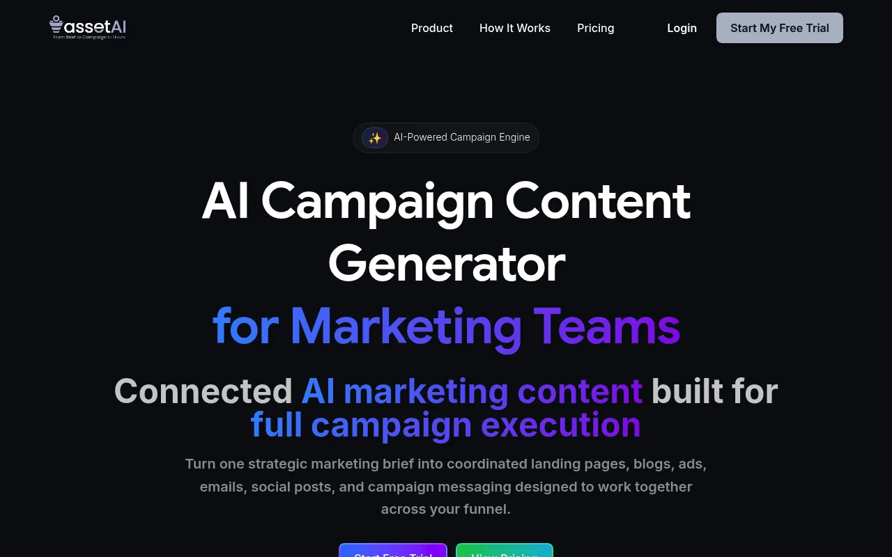 Náhled nástroje AssetAI Marketing Platform