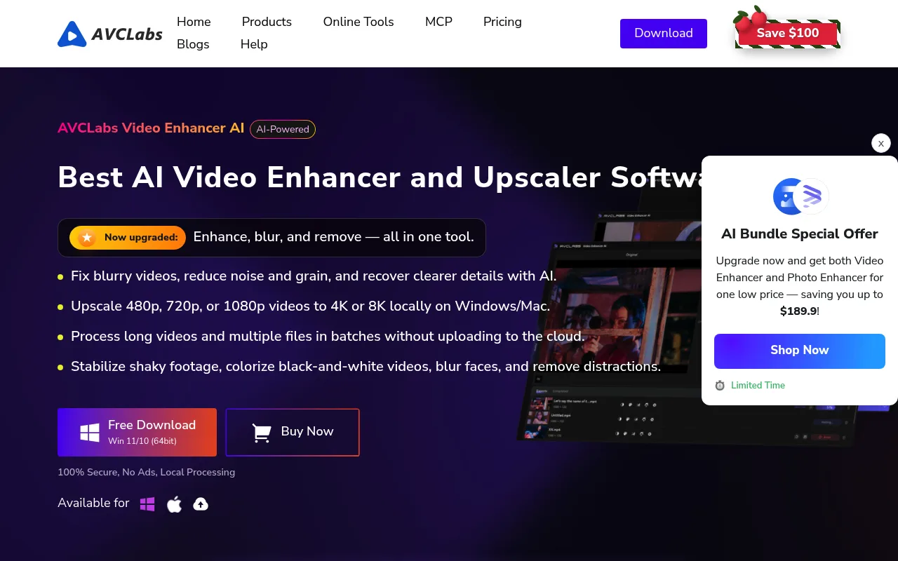 Náhled nástroje AVCLabs Video Enhancer AI