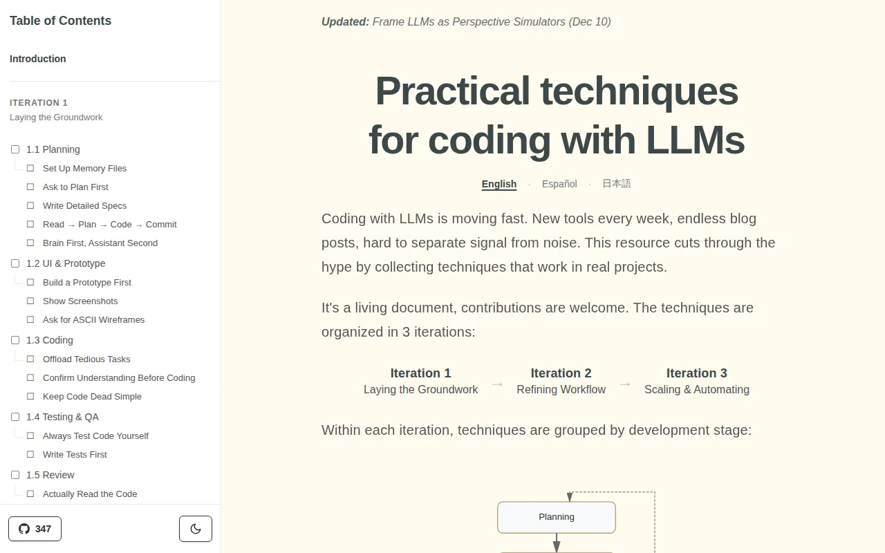 Náhled nástroje awesome-ai-coding-techniques