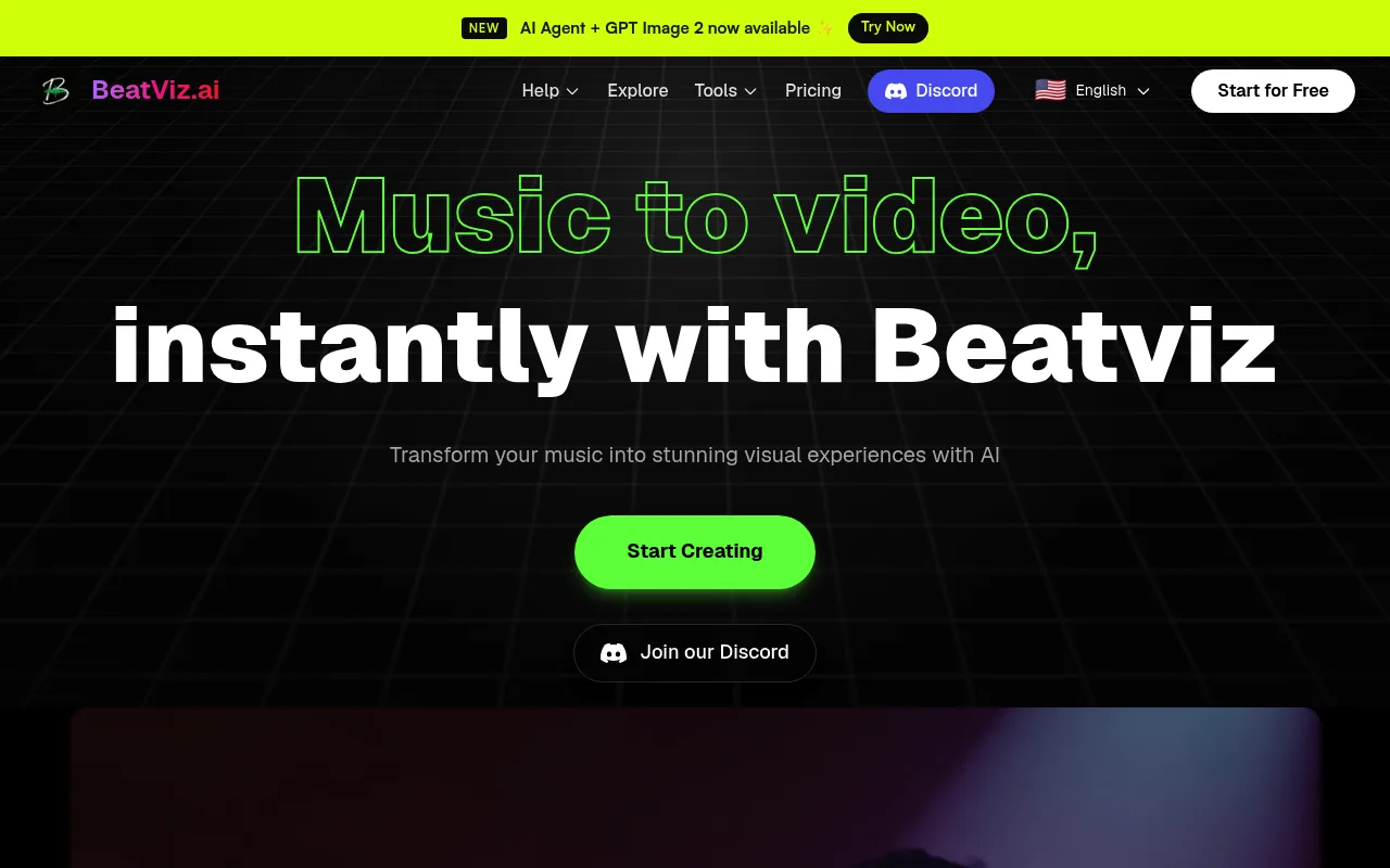 Náhled nástroje BeatViz AI Music Video Generator