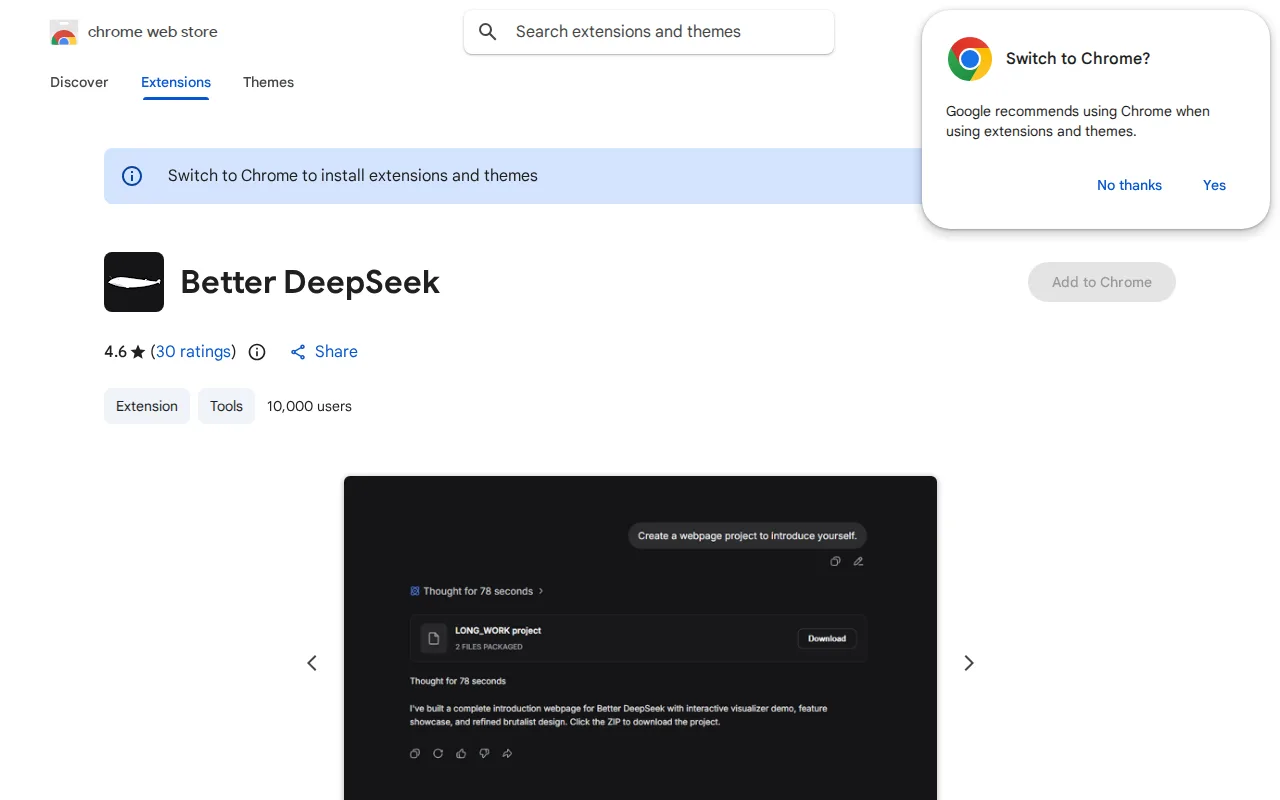 Náhled nástroje better-deepseek