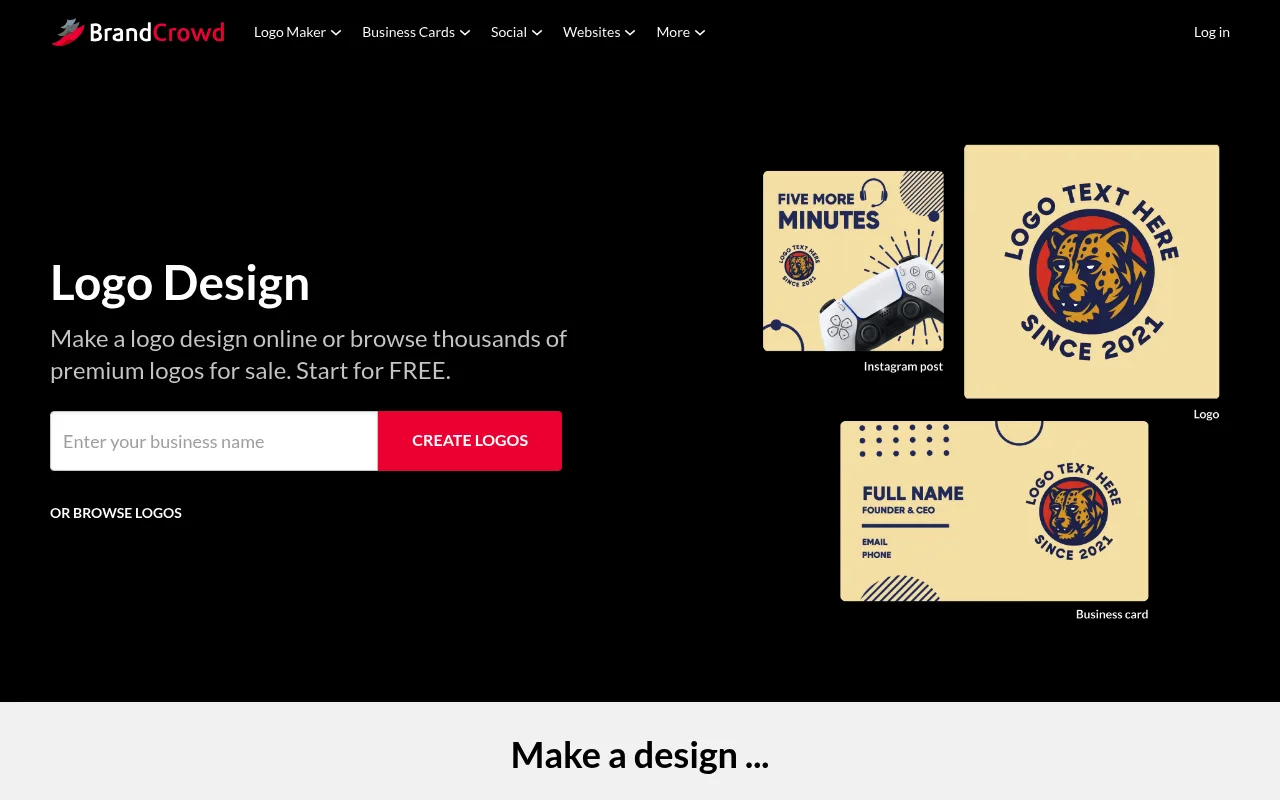 Náhled nástroje BrandCrowd | AI Logo Generator
