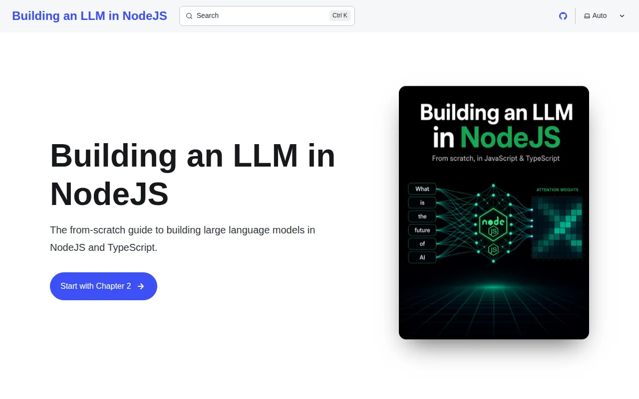 Náhled nástroje Building an LLM from Scratch in TypeScript
