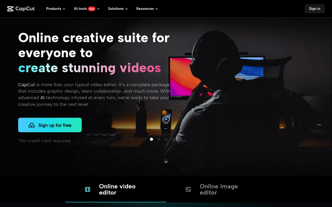 Náhled nástroje CapCut Online Creative Suite