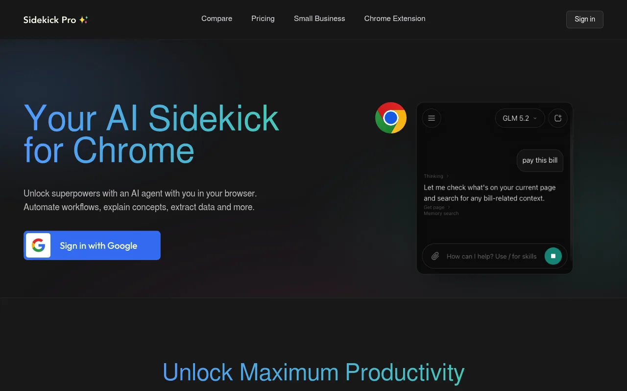 Náhled nástroje Chrome Sidekick