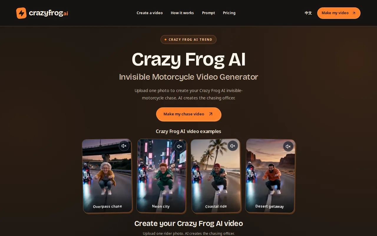 Náhled nástroje Crazy Frog AI Video Generator
