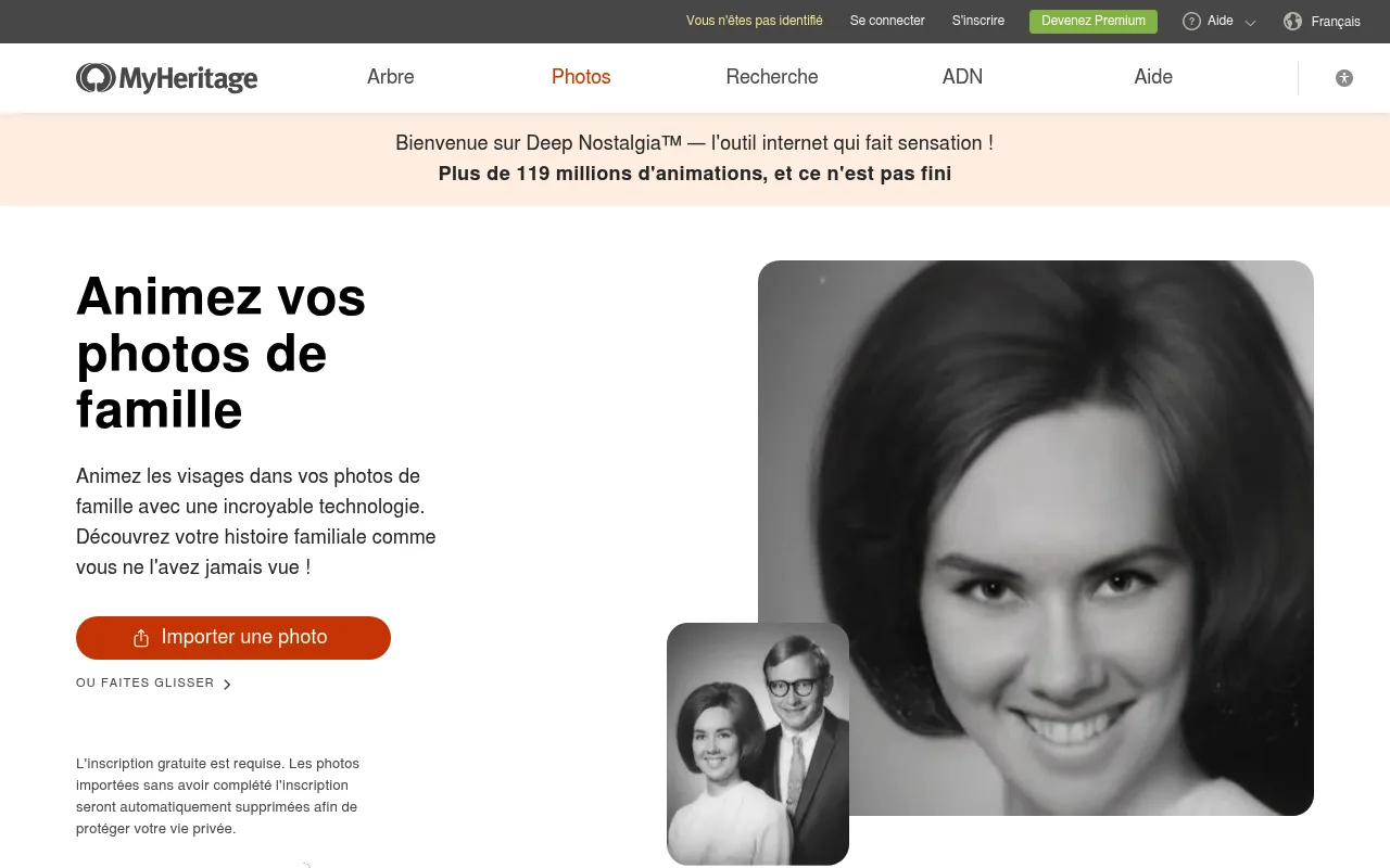 Náhled nástroje Deep Nostalgia