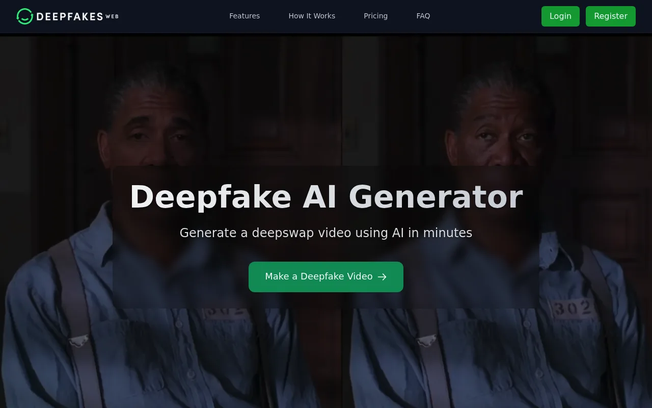 Náhled nástroje Deepfakes Web