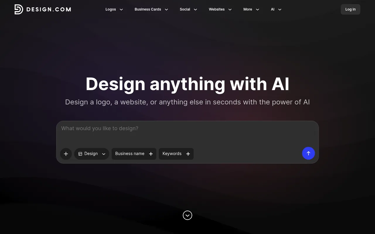 Náhled nástroje Design.com | AI Website Builder