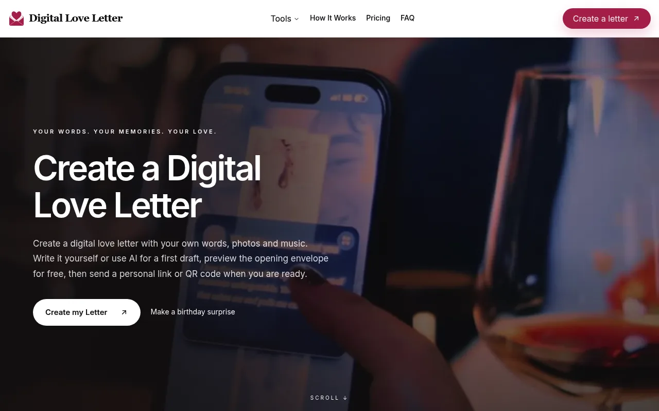 Náhled nástroje Digital Love Letter