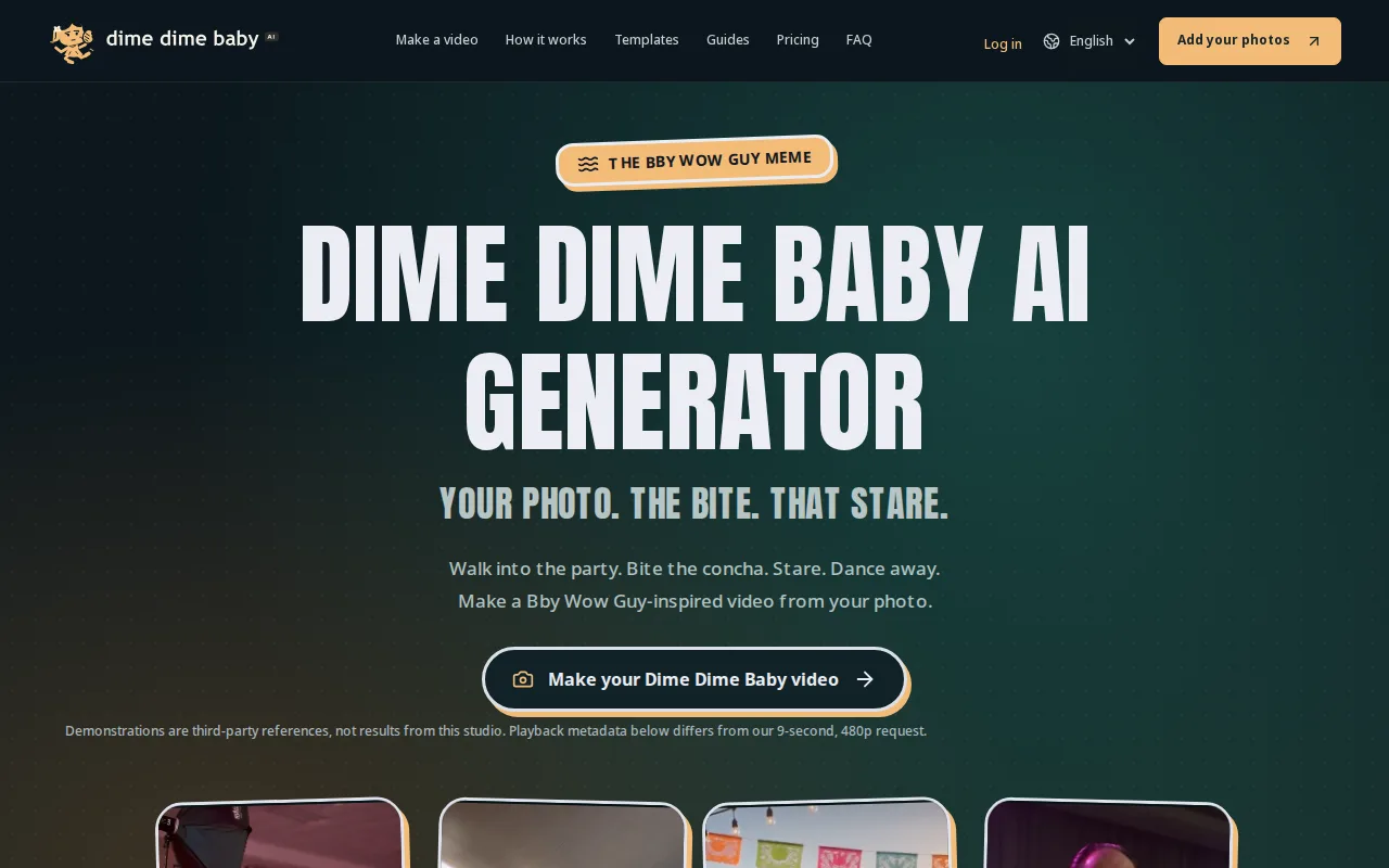 Náhled nástroje Dime Dime Baby AI Generator