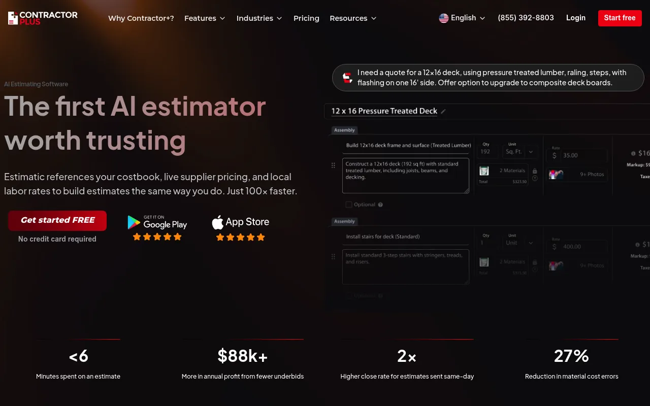 Náhled nástroje Estimatic AI - Winning Estimates For Contractors