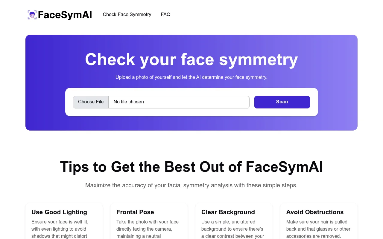 Náhled nástroje Face Symmetry Test