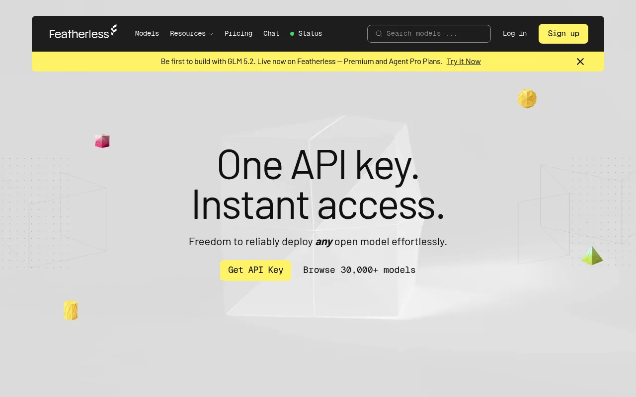 Náhled nástroje Featherless - Serverless LLM Hosting