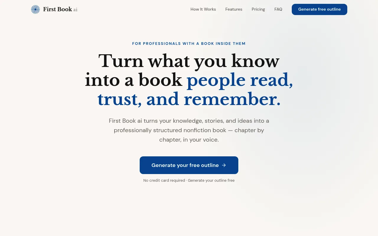 Náhled nástroje First Book AI