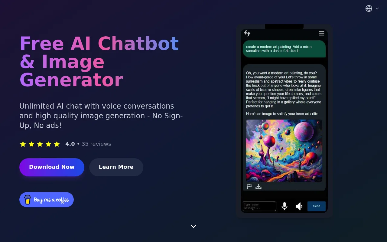 Náhled nástroje Free AI Chatbot & Image Generator