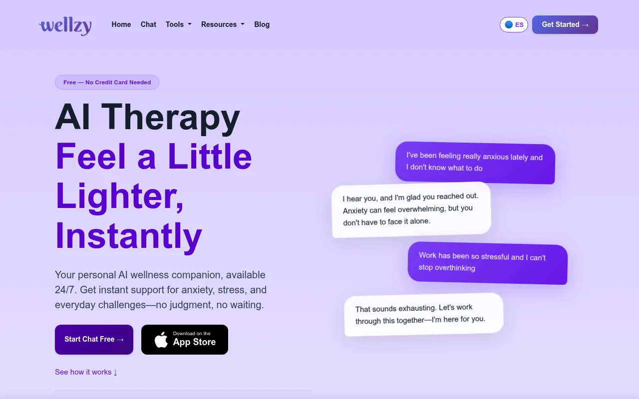 Náhled nástroje Free AI Therapist