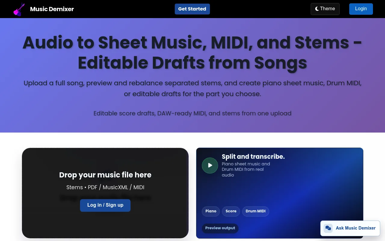 Náhled nástroje Free Music Demixer