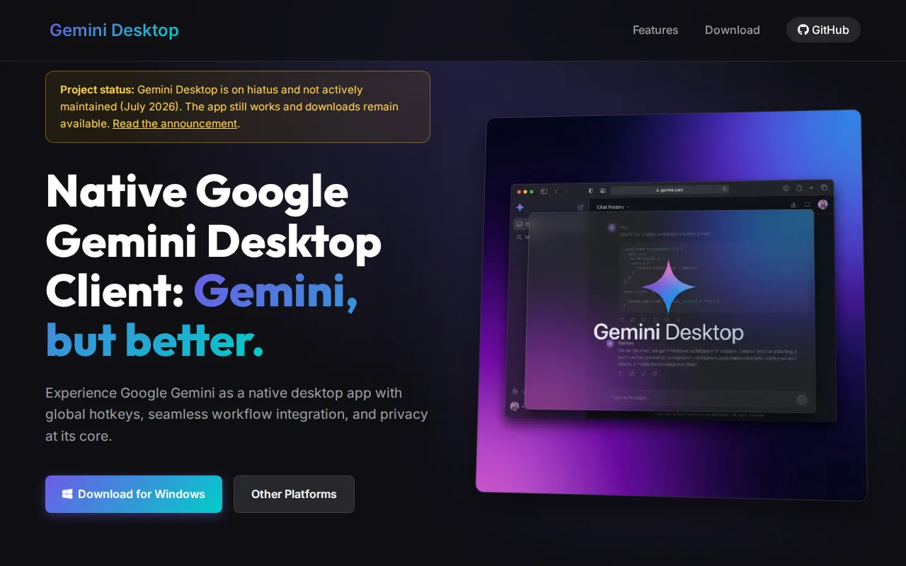 Náhled nástroje gemini-desktop