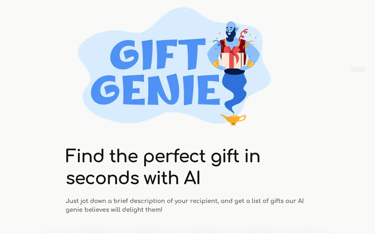 Náhled nástroje Gift Genie AI