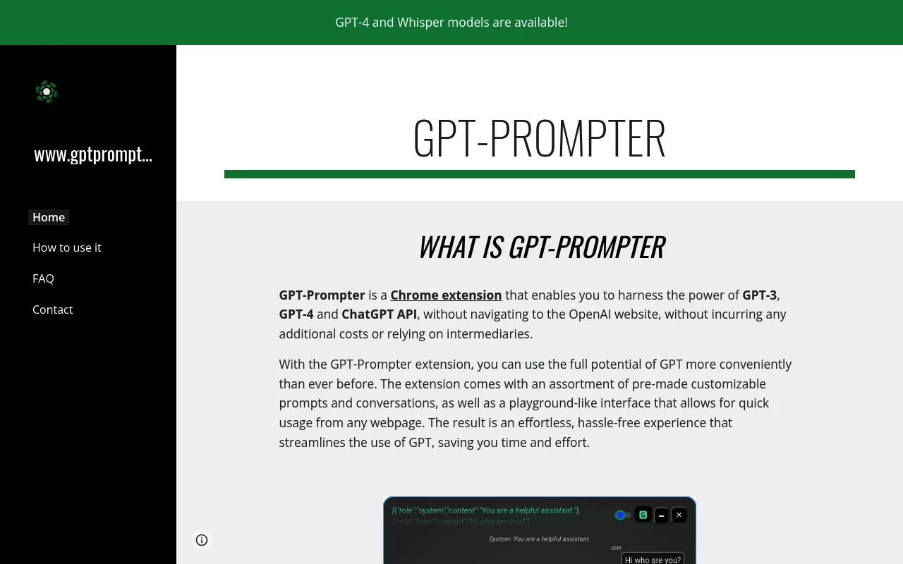 Náhled nástroje GPT-Prompter