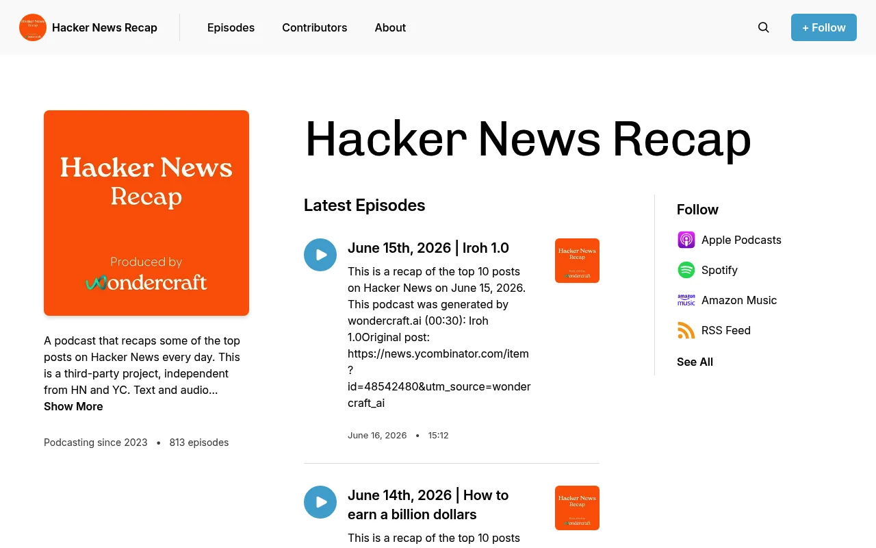 Náhled nástroje Hacker News Recap