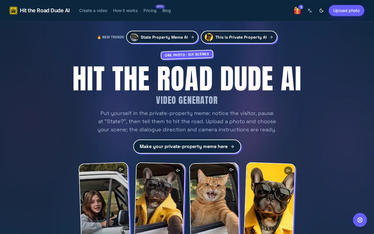 Náhled nástroje Hit the Road Dude AI