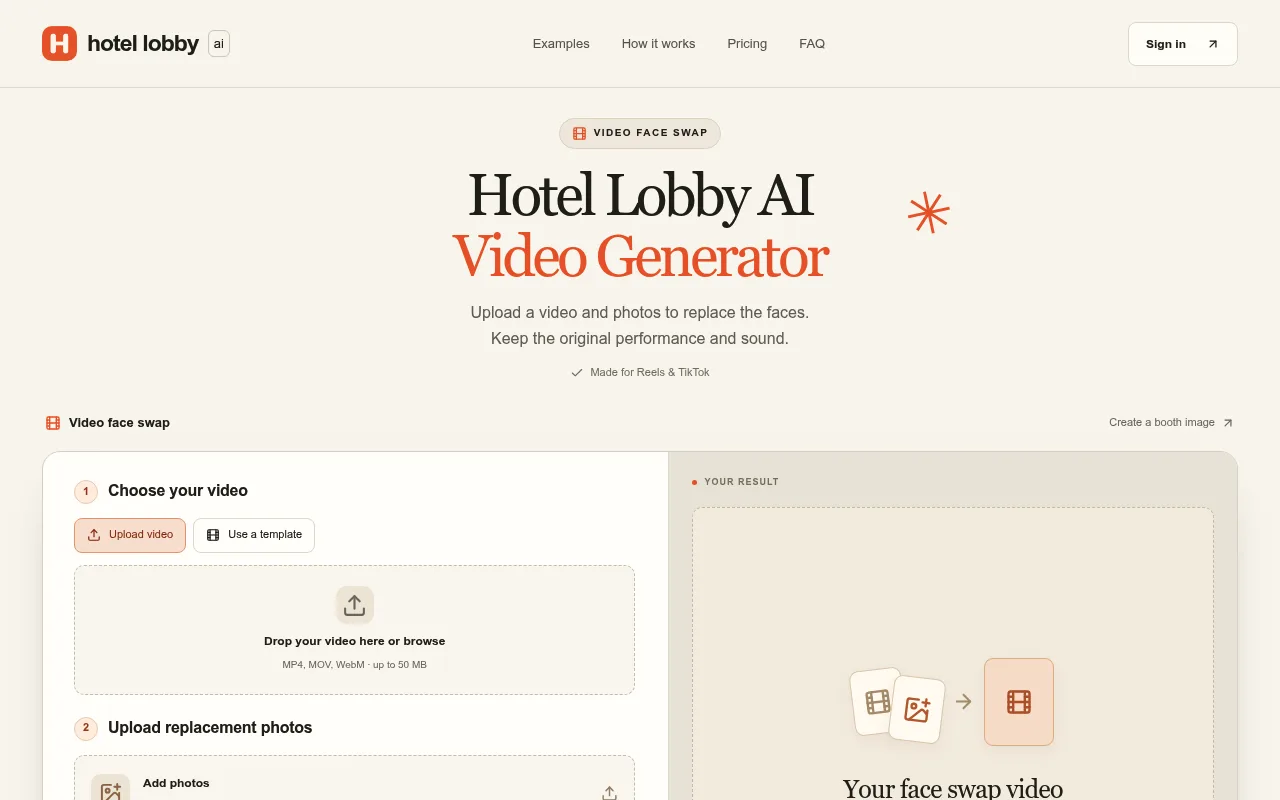 Náhled nástroje Hotel Lobby AI