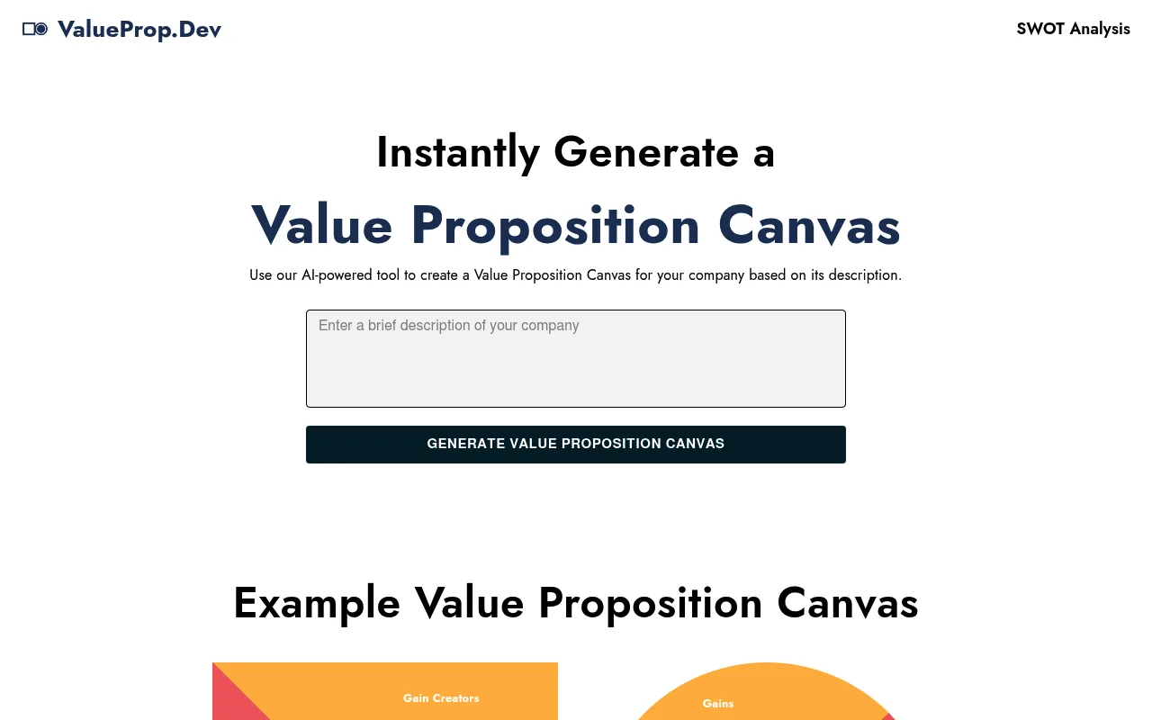 Náhled nástroje Value Prop Canvas