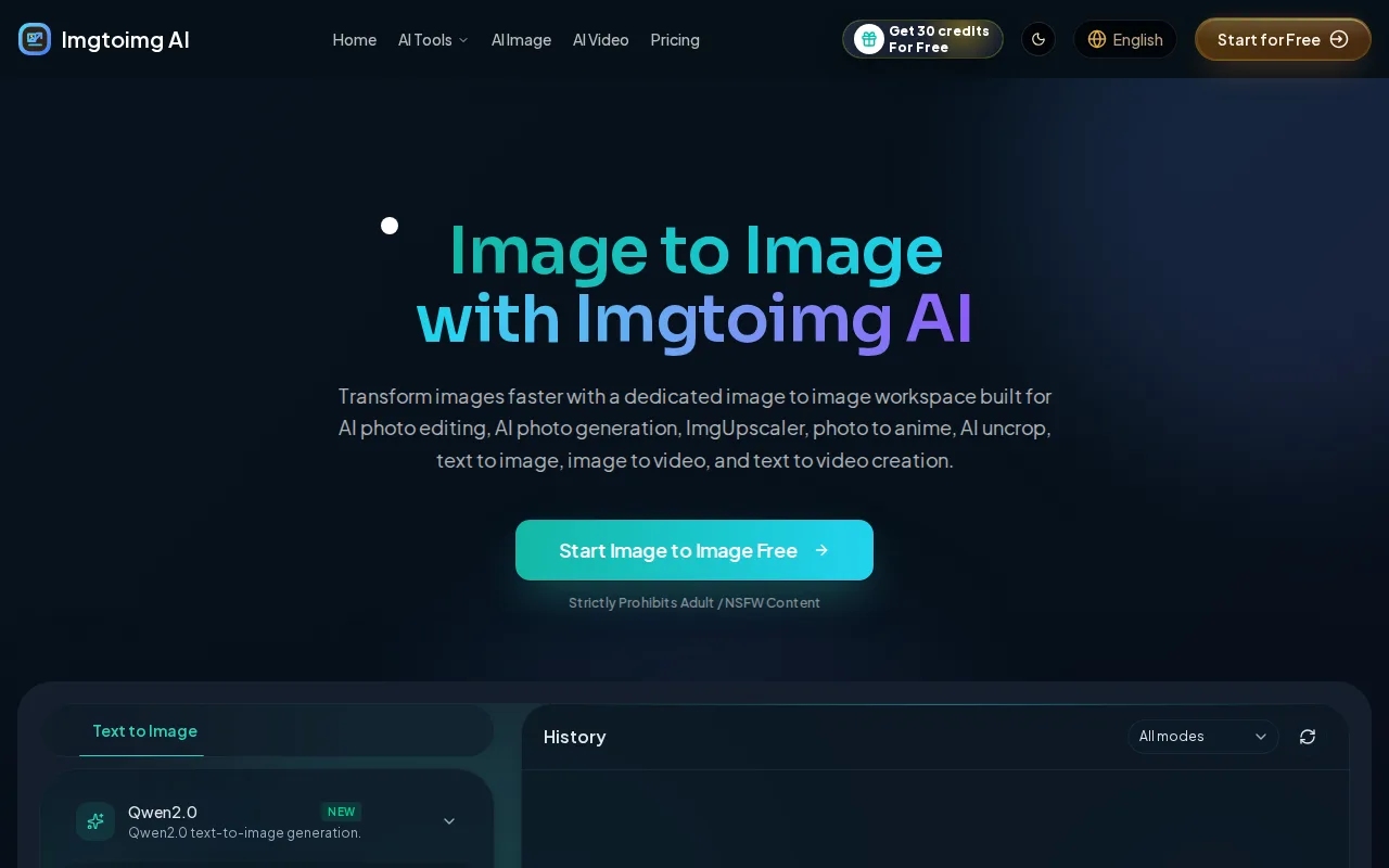 Náhled nástroje Image to Image AI