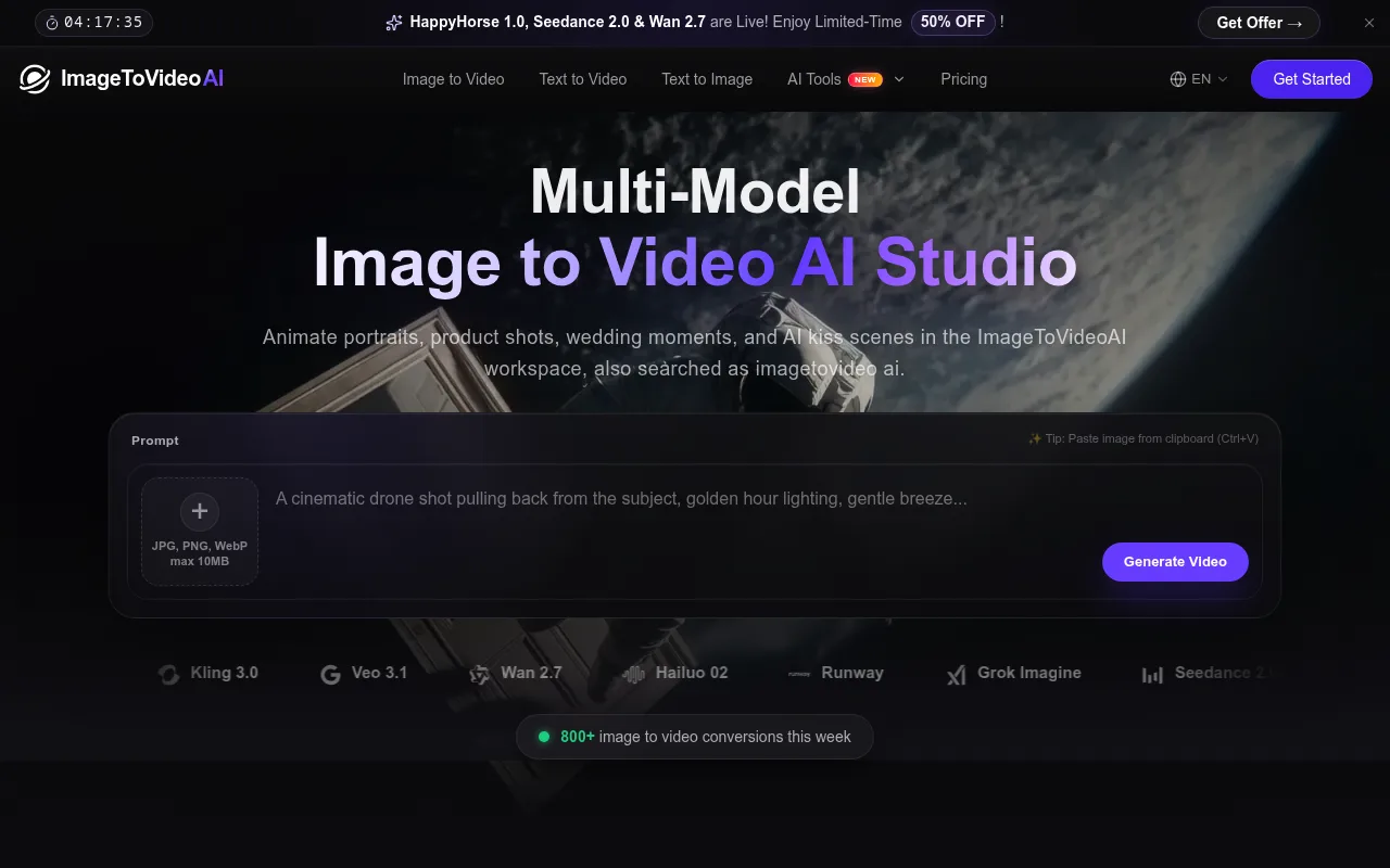 Náhled nástroje ImageToVideoAI.net
