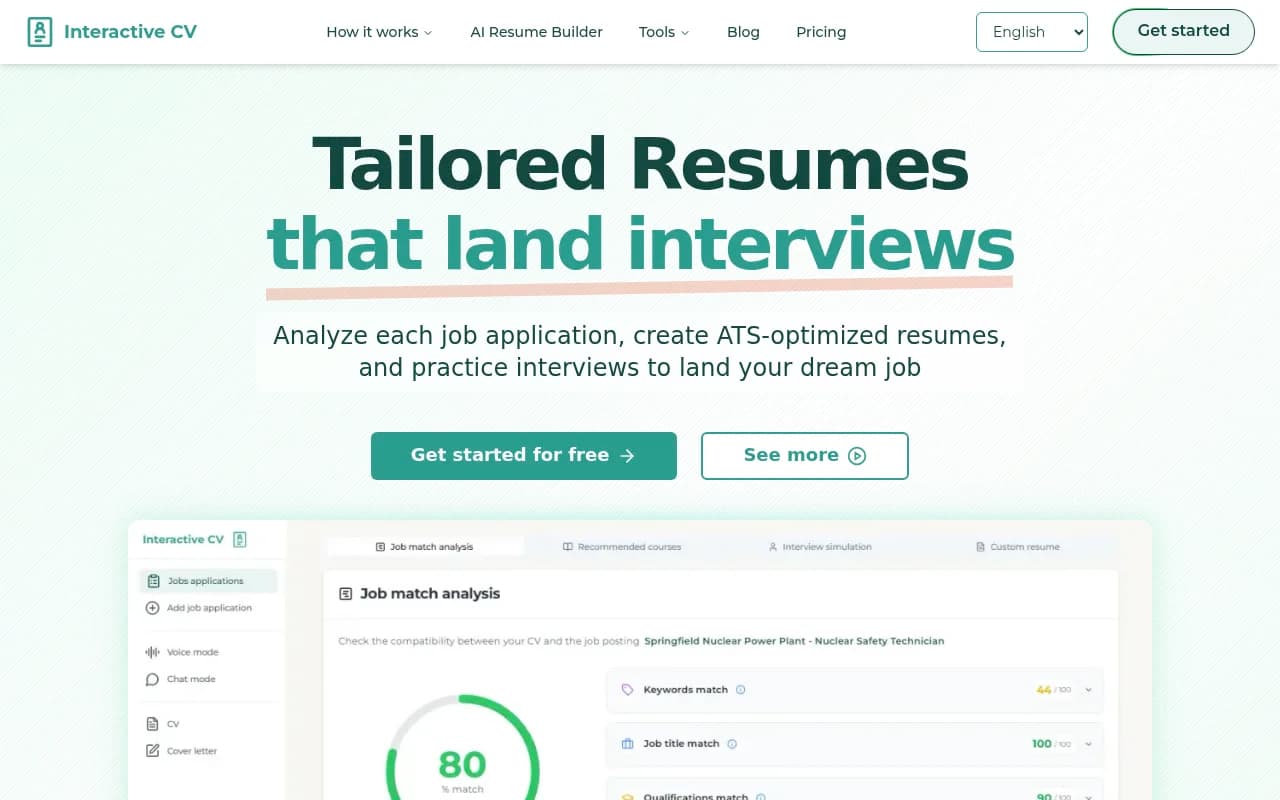 Náhled nástroje Interactive CV