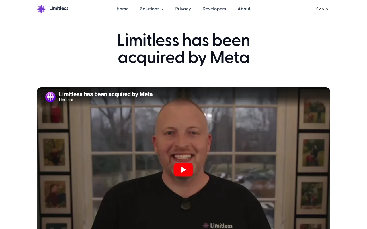 Náhled nástroje Limitless - Personalized & Secure Memory AI