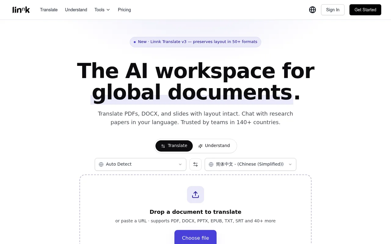 Náhled nástroje Linnk AI: Research Assistant, Summarizer, Translator