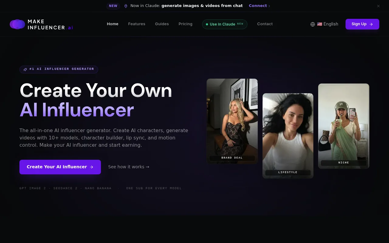 Náhled nástroje MakeInfluencer AI