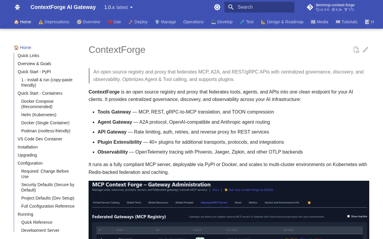 Náhled nástroje mcp-context-forge