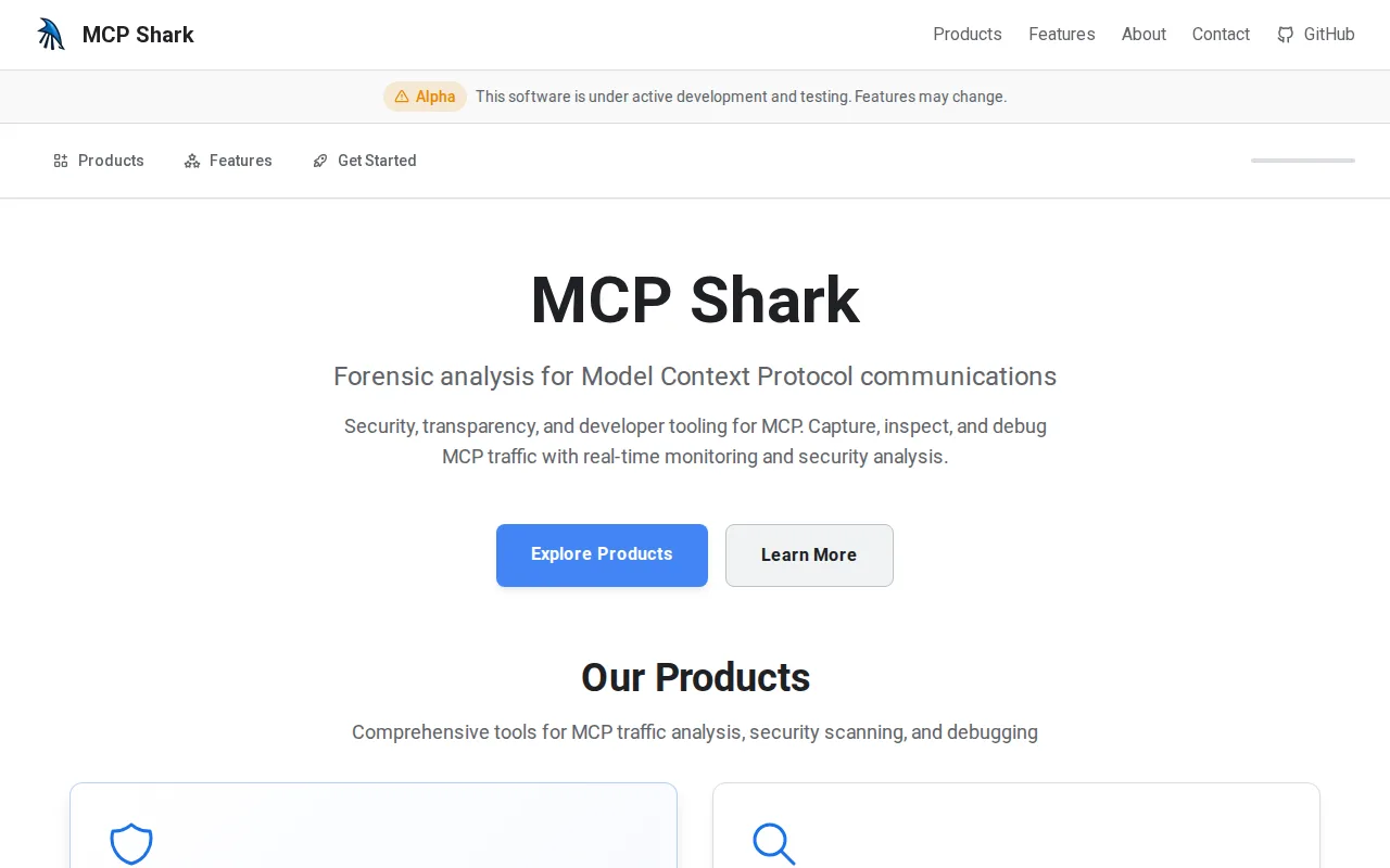 Náhled nástroje mcp-shark